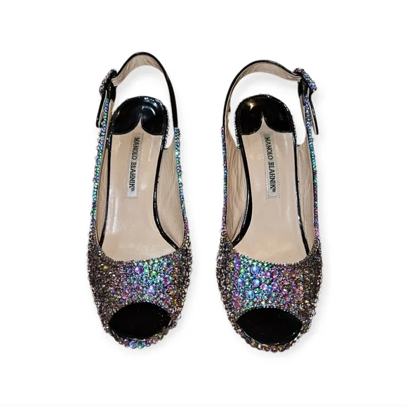 Manolo Blahnik Custom Rainbow Crystal Heels Size 37 - Picture 5 of 15